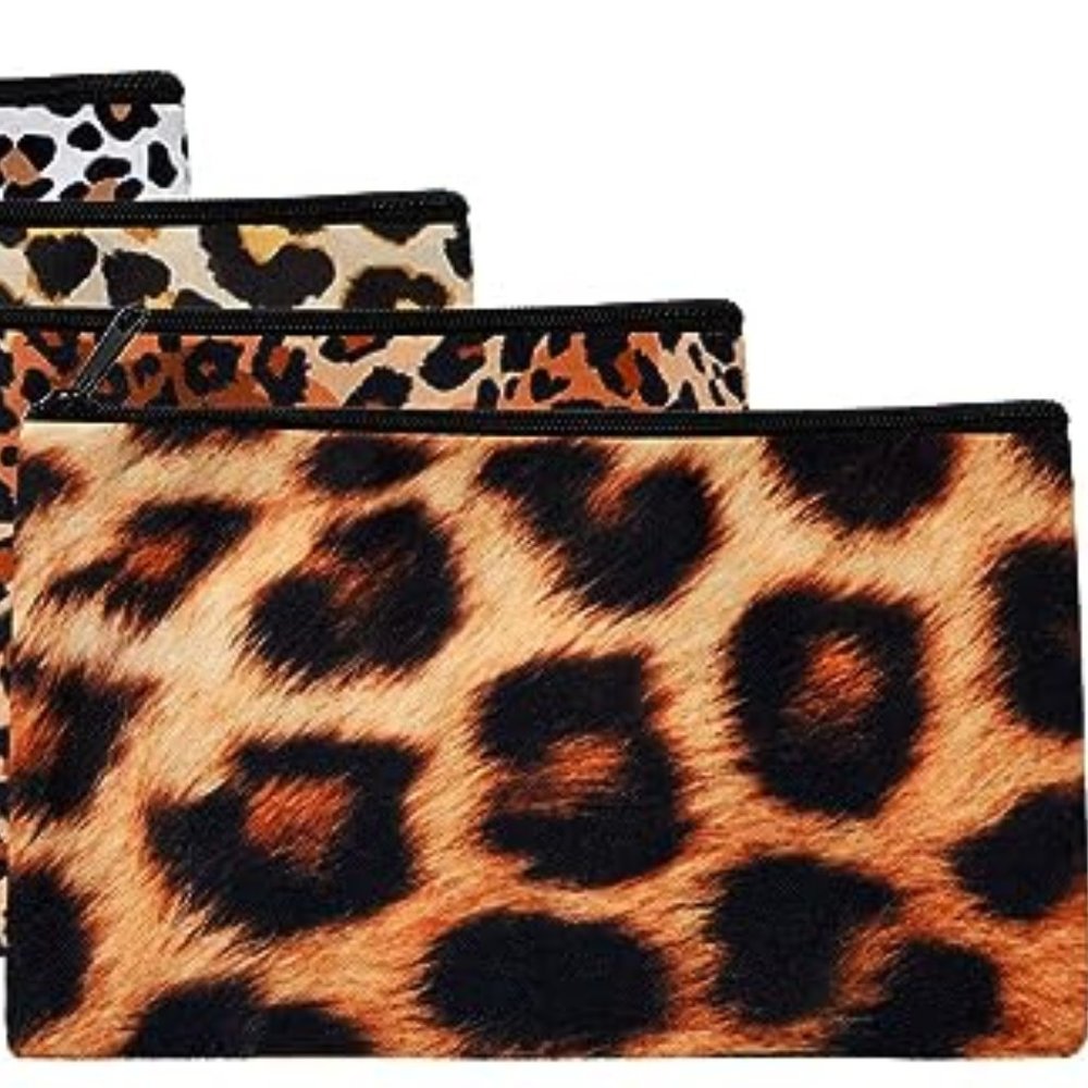 NWOT Leopard Printed Bags For Office/School Supplies Cosmetics Bundle of 2 Set 2